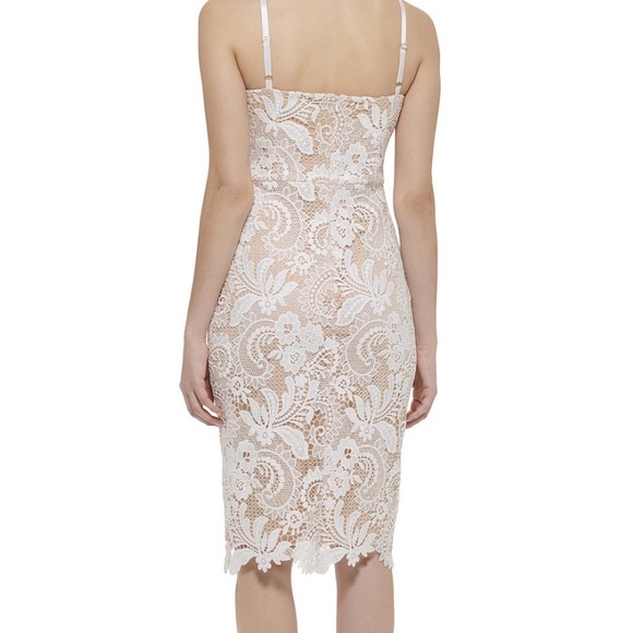 Elegant , Chic MIDI Dress,Delicate eyelet detailing adds sweetheart neckline . - Picture 2 of 5